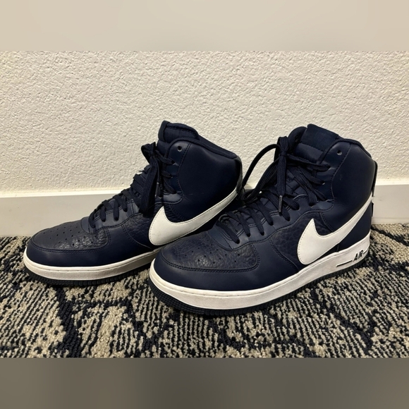 Nike Other - Nike Air Force Blue and White Leather High Top Sneakers Size 8